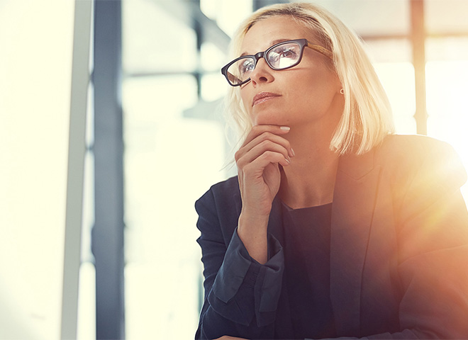 Business woman thinking