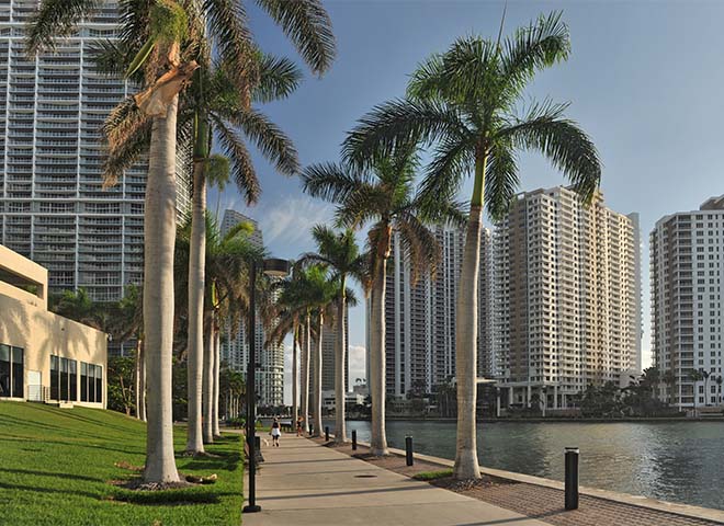 Miami high-rise buildings on the waterfront