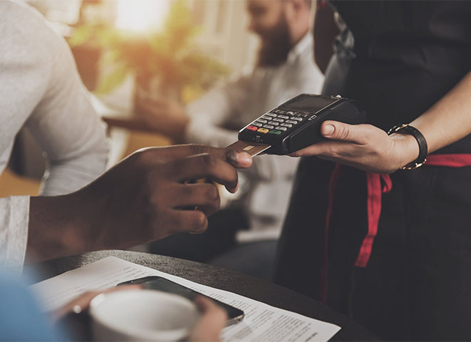 Paying restaurant check with debit card