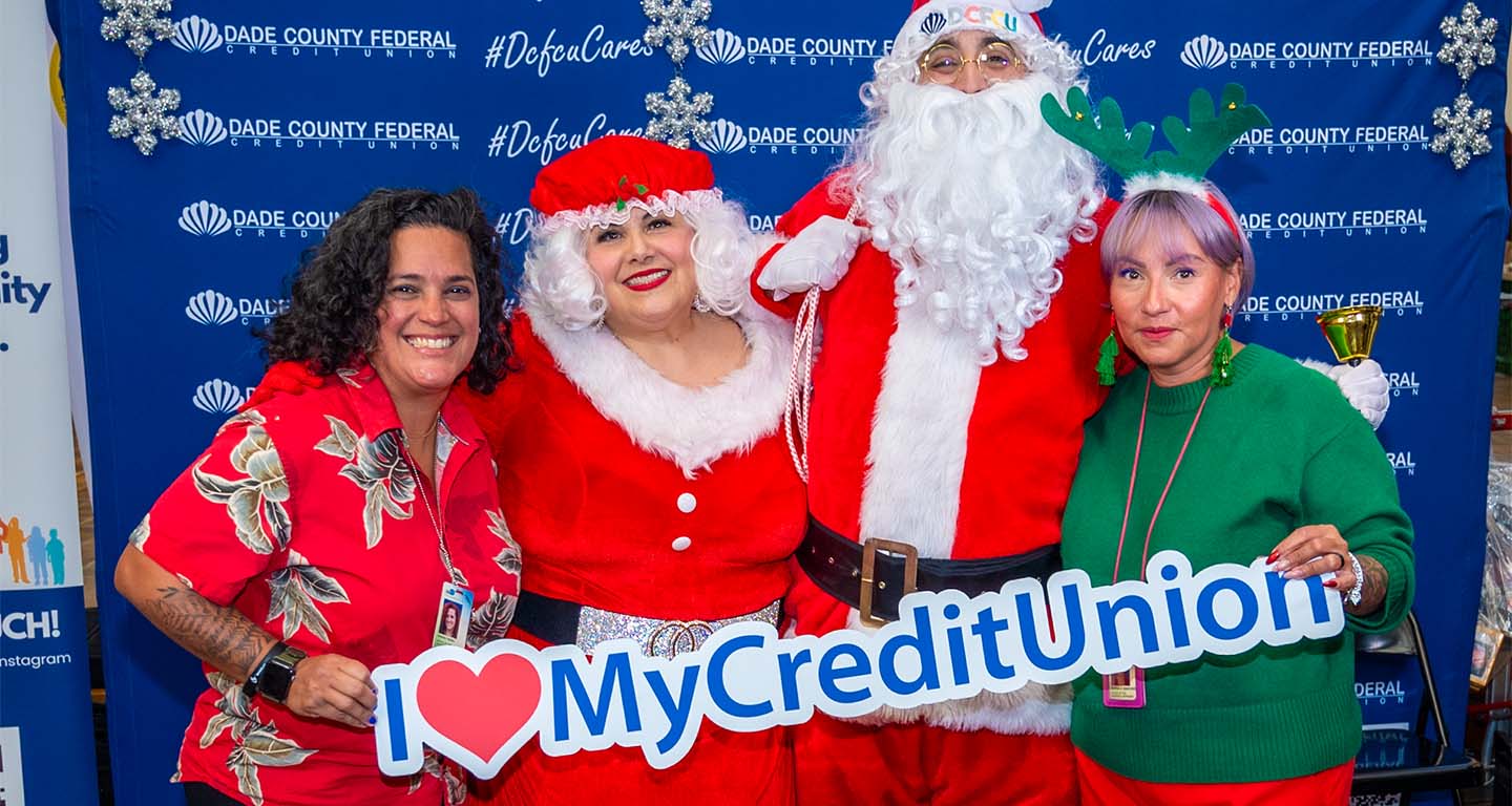 DCFCU staff with Santa