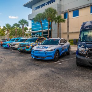 Decorated police cars